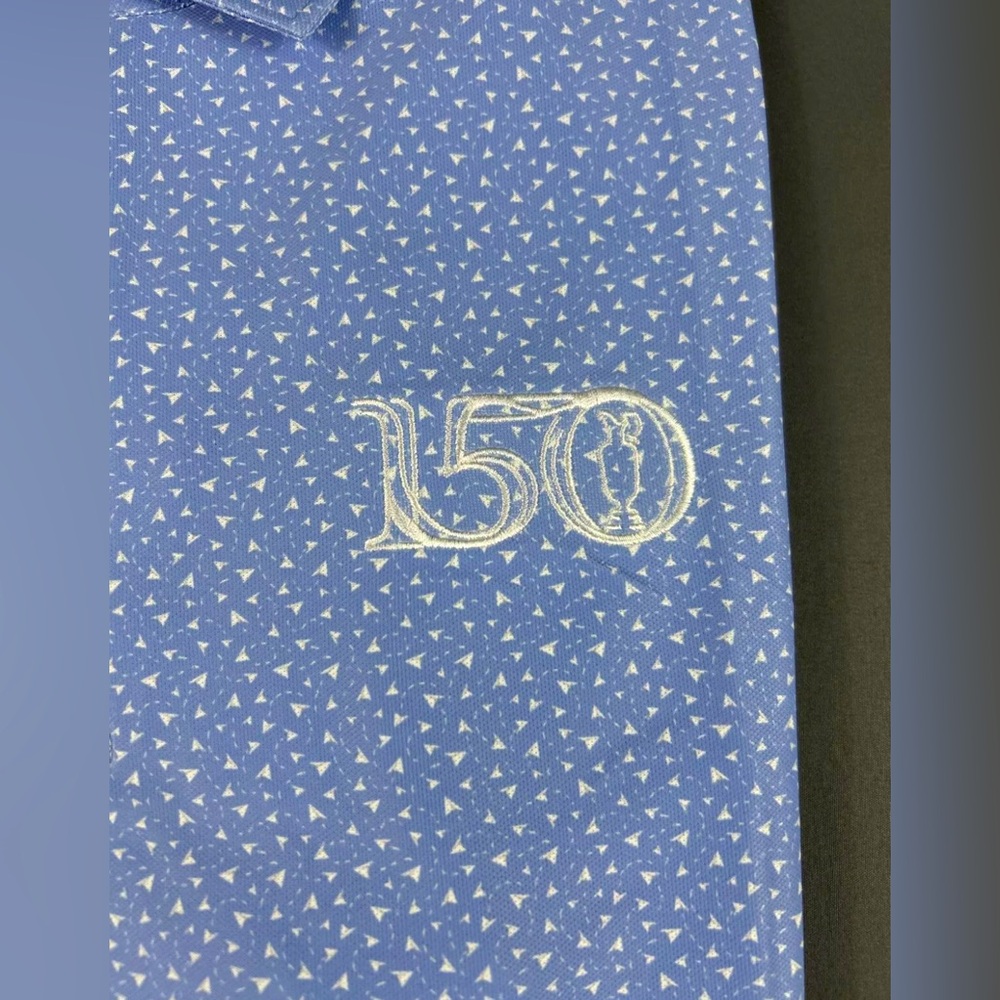 Peter Millar Golf Shirt Polo CS Summer Comfort British Open Logo Print Large - Picture 2 of 7